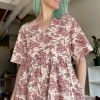 Citril Finch Dress - Brick Village Toile