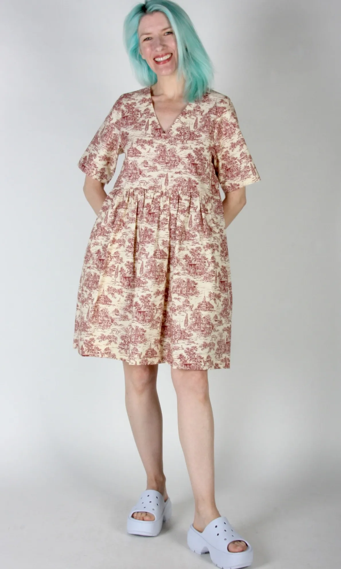 Citril Finch Dress - Brick Village Toile