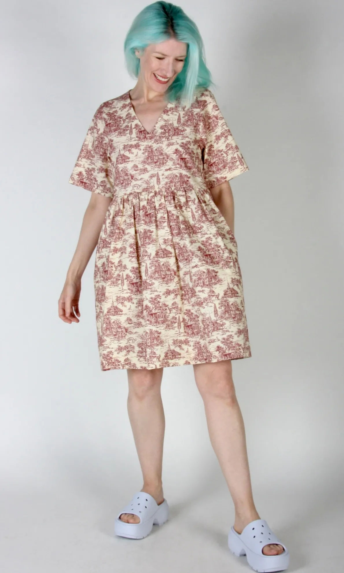Citril Finch Dress - Brick Village Toile
