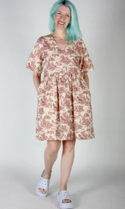 Citril Finch Dress - Brick Village Toile