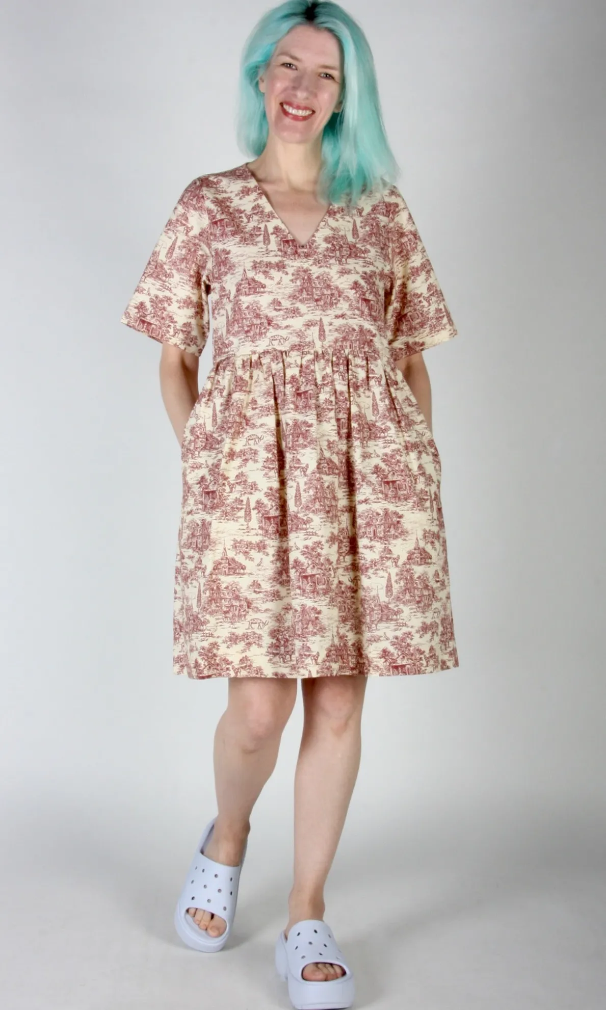 Citril Finch Dress - Brick Village Toile
