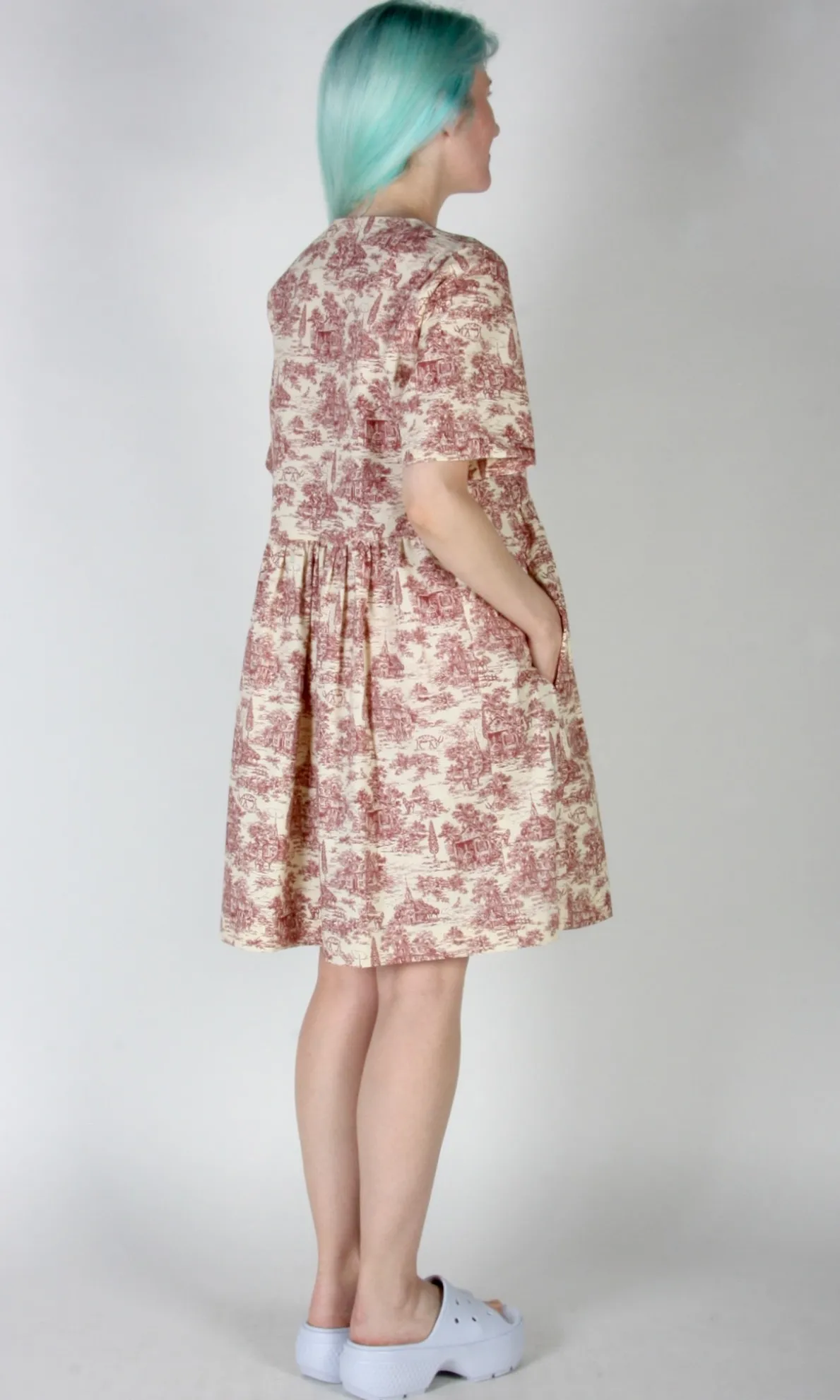 Citril Finch Dress - Brick Village Toile