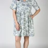 Citril Finch Dress - Navy Village Toile