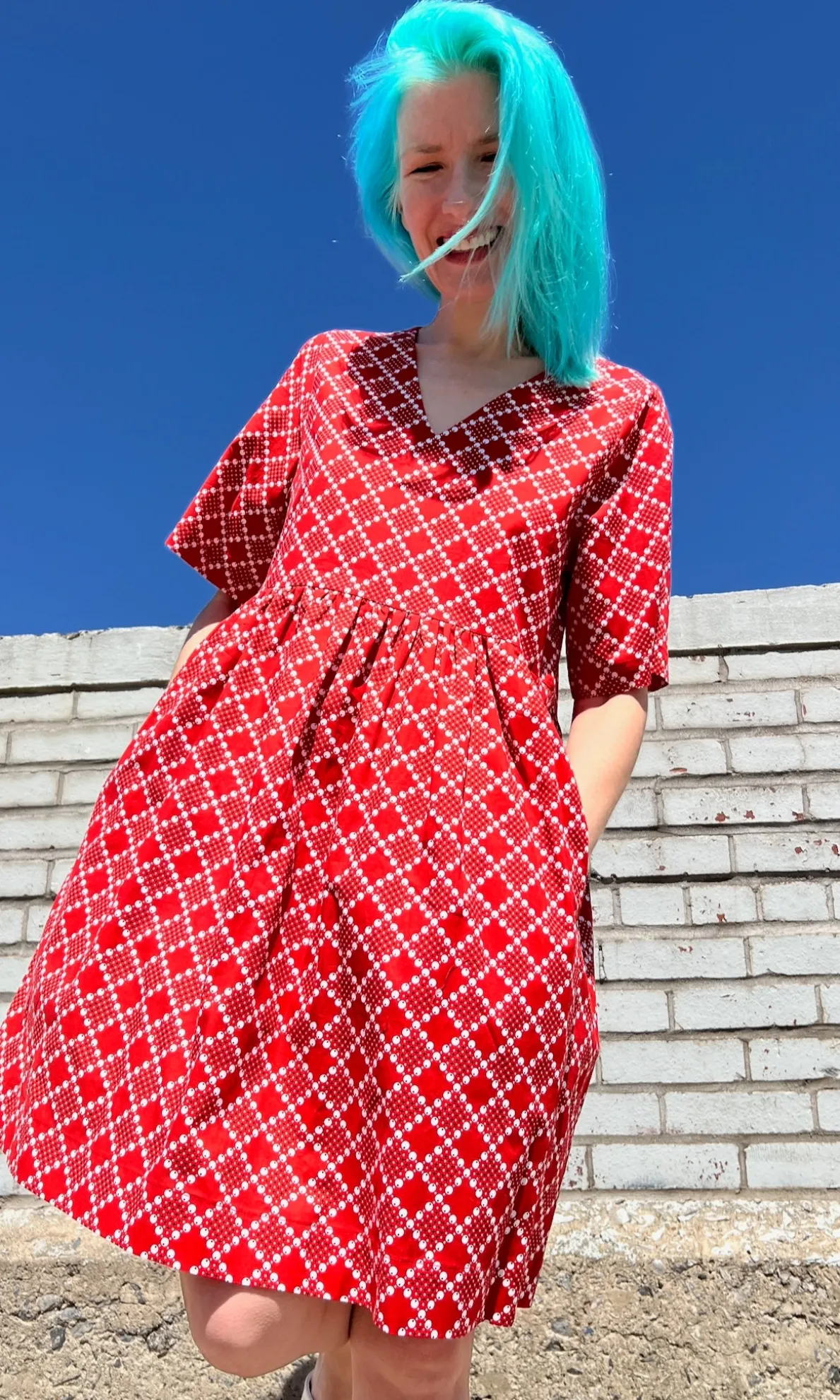 Citril Finch Dress - Red Patches
