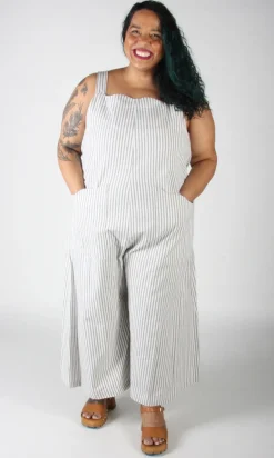 Dusky Greygone Jumpsuit - Ticking Stripe