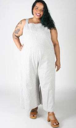 Dusky Greygone Jumpsuit - Ticking Stripe