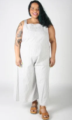 Dusky Greygone Jumpsuit - Ticking Stripe