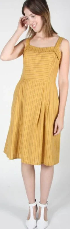 RN740 - 8 - Courlis Dress - Ochre Stripes