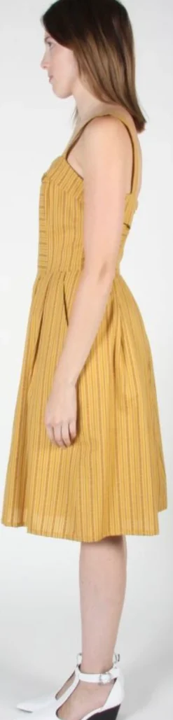RN740 - 8 - Courlis Dress - Ochre Stripes