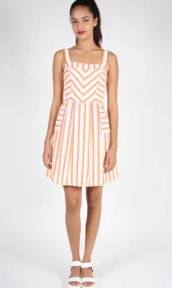 RN588 - 2 - Minivet Dress - Red and Yellow Stripe
