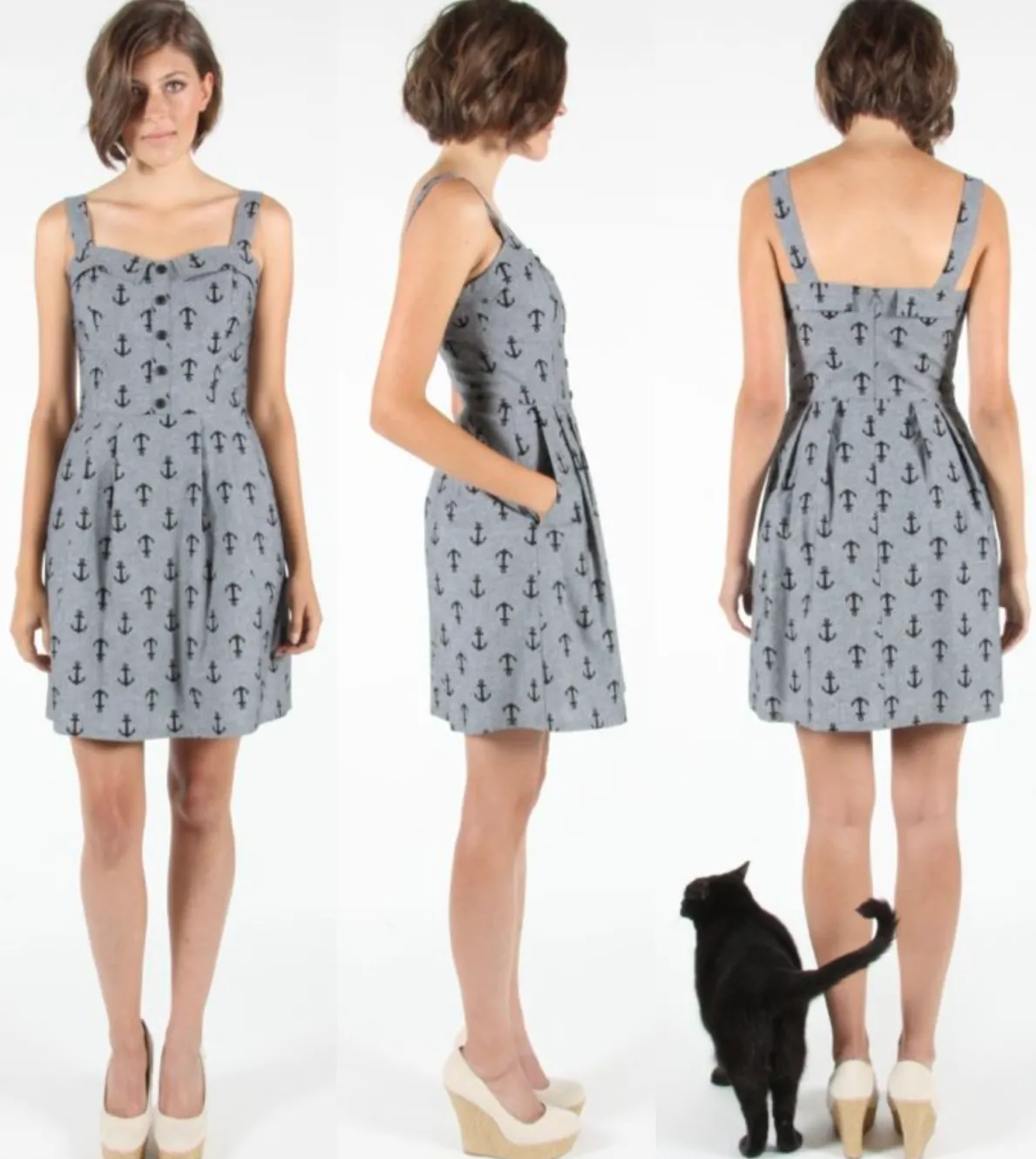 RN786 - 10 - Motmot Dress - Black Anchors