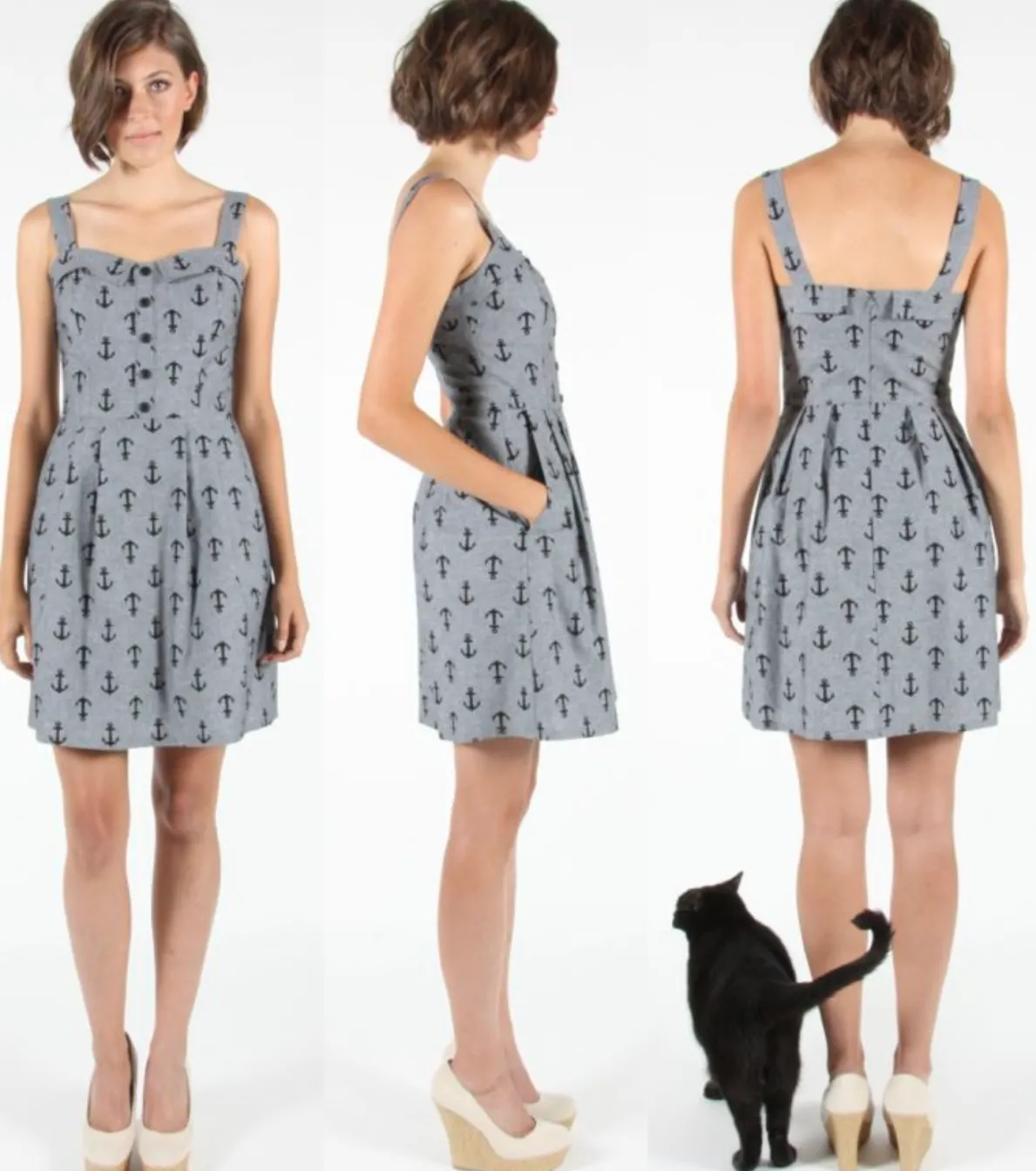 RN840 - 4 - Motmot Dress - Black Anchors