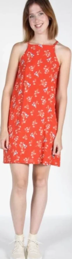 RN900 - 4 - Sicklebill Dress - Vermillion Wildflowers