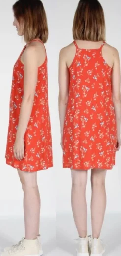 RN900 - 4 - Sicklebill Dress - Vermillion Wildflowers