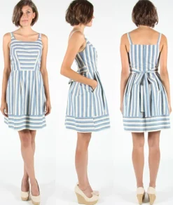 RN821- 10 - Seriema Dress - Blue Stripes