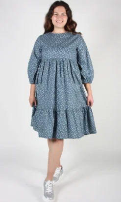 RN890 - XL - Ortolan Dress - Steel Blue Vines
