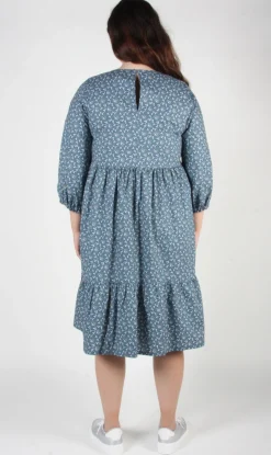 RN890 - XL - Ortolan Dress - Steel Blue Vines