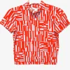 RN782- S - Shama Top - Red/Sky Shards