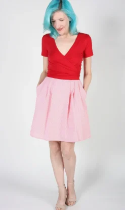 Starique Skirt - Rose Seersucker