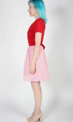 Starique Skirt - Rose Seersucker