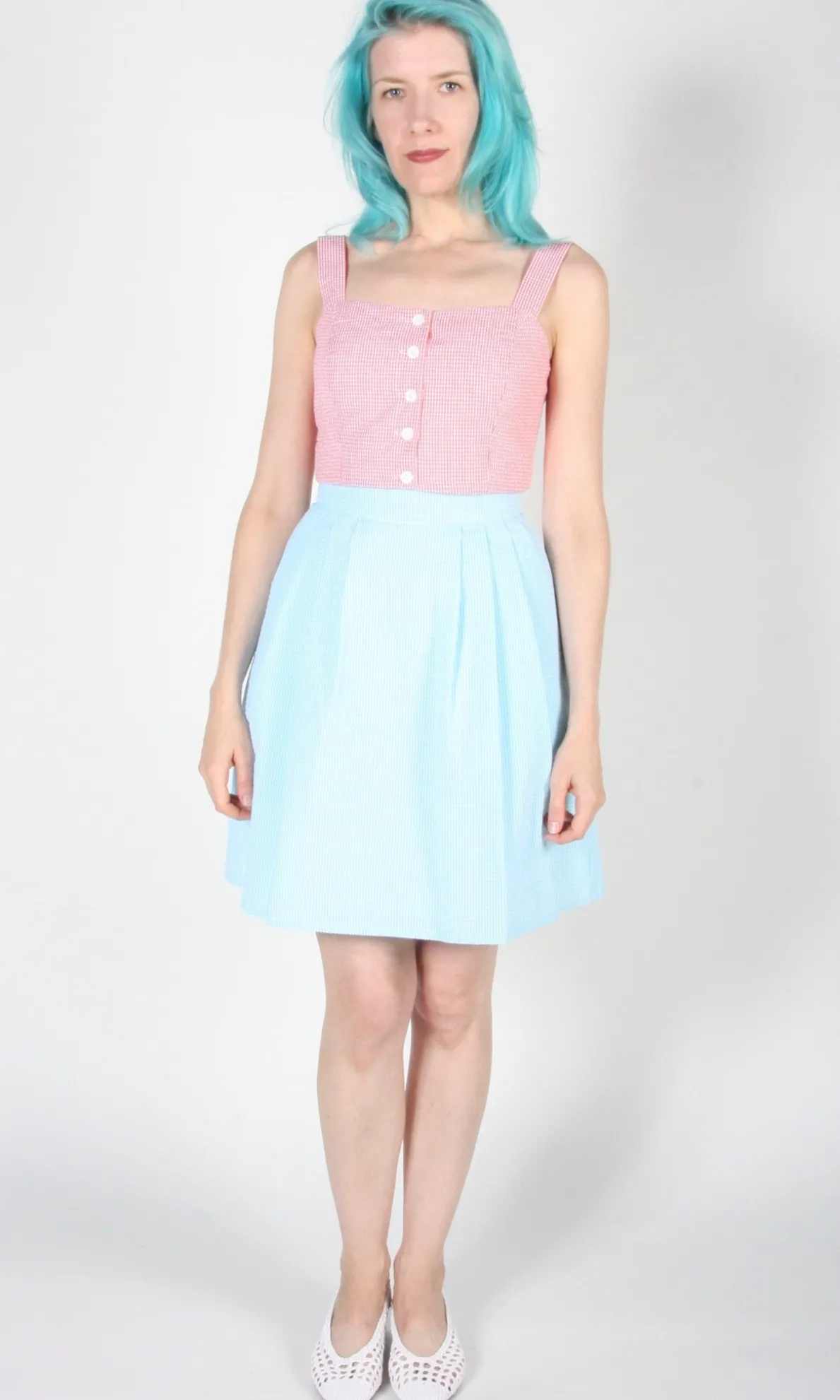 Starique Skirt - Sky Seersucker
