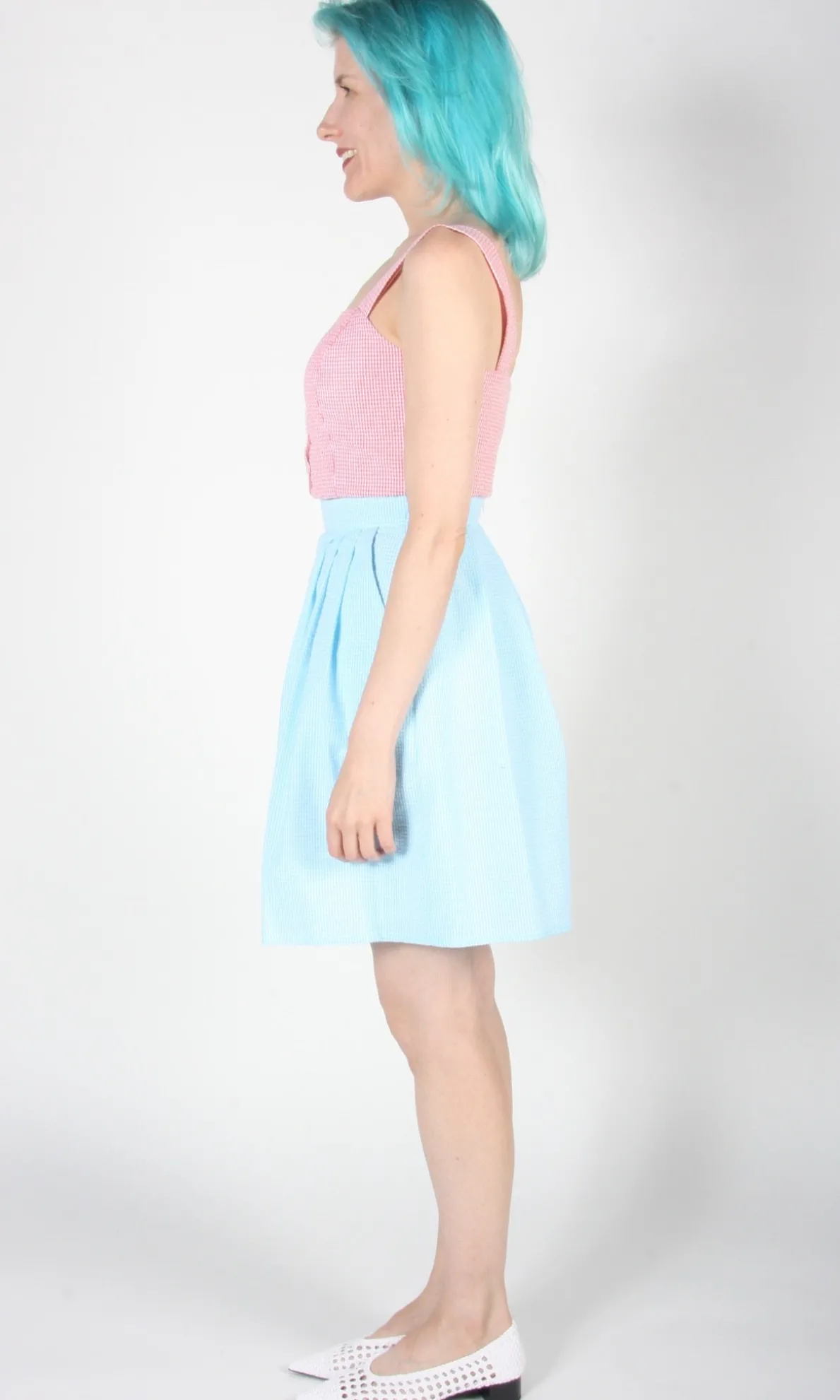Starique Skirt - Sky Seersucker