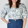 Stonechat Top - Navy Village Toile