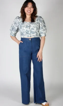 Stonechat Top - Navy Village Toile