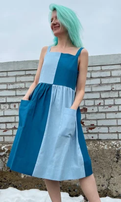 Timber Doodle Dress - Sea and Sky