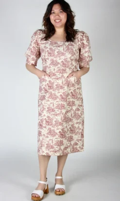 Veery Dress - Brick Village Toile
