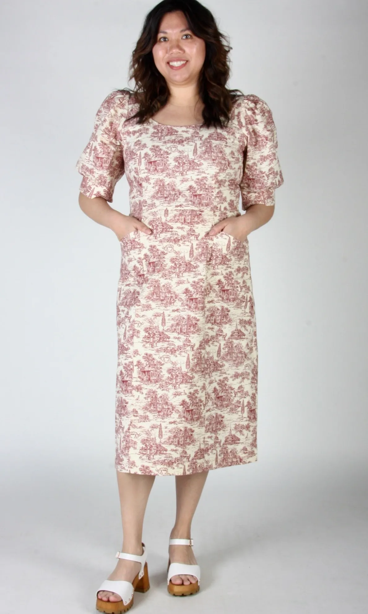 Veery Dress - Brick Village Toile