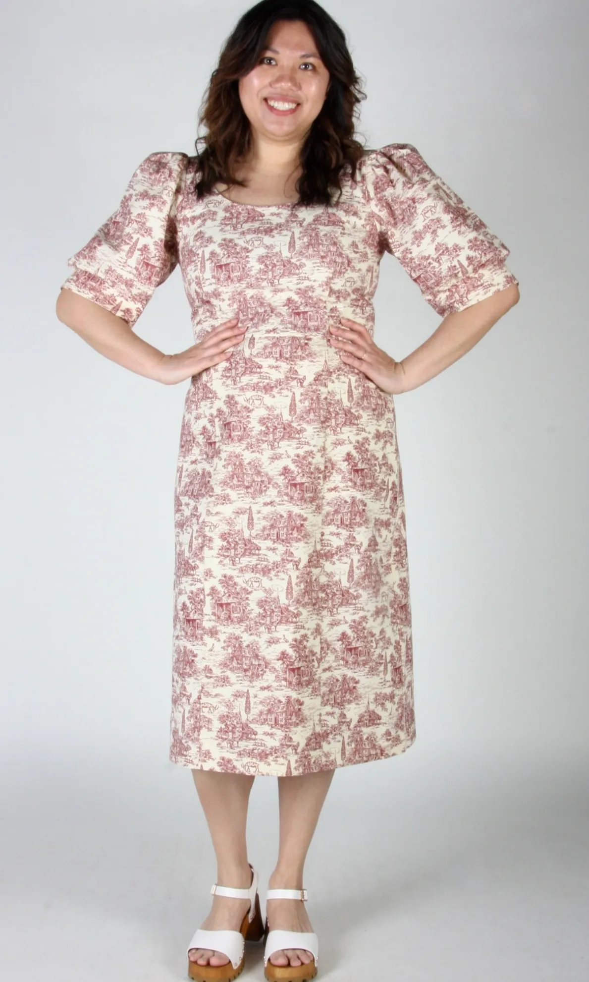 Veery Dress - Brick Village Toile