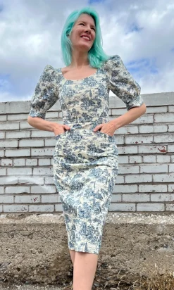 Veery Dress - Navy Village Toile