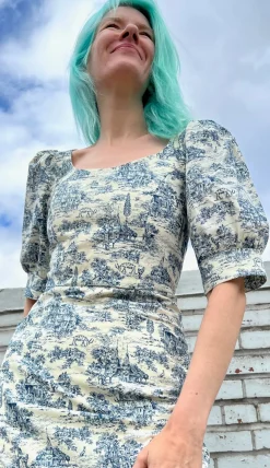 Veery Dress - Navy Village Toile