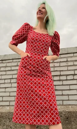 Veery Dress - Red Patches