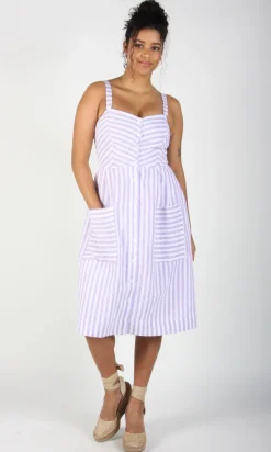 Vesper Sparrow Dress - Lavender Stripe