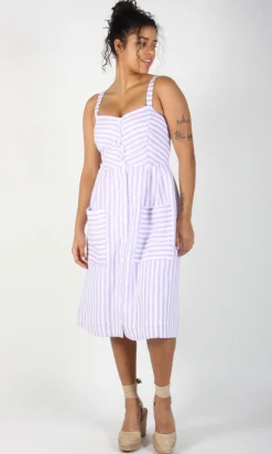 Vesper Sparrow Dress - Lavender Stripe