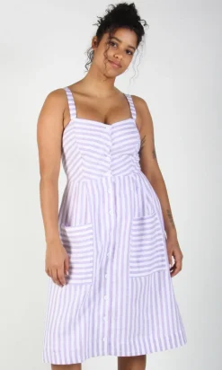 Vesper Sparrow Dress - Lavender Stripe