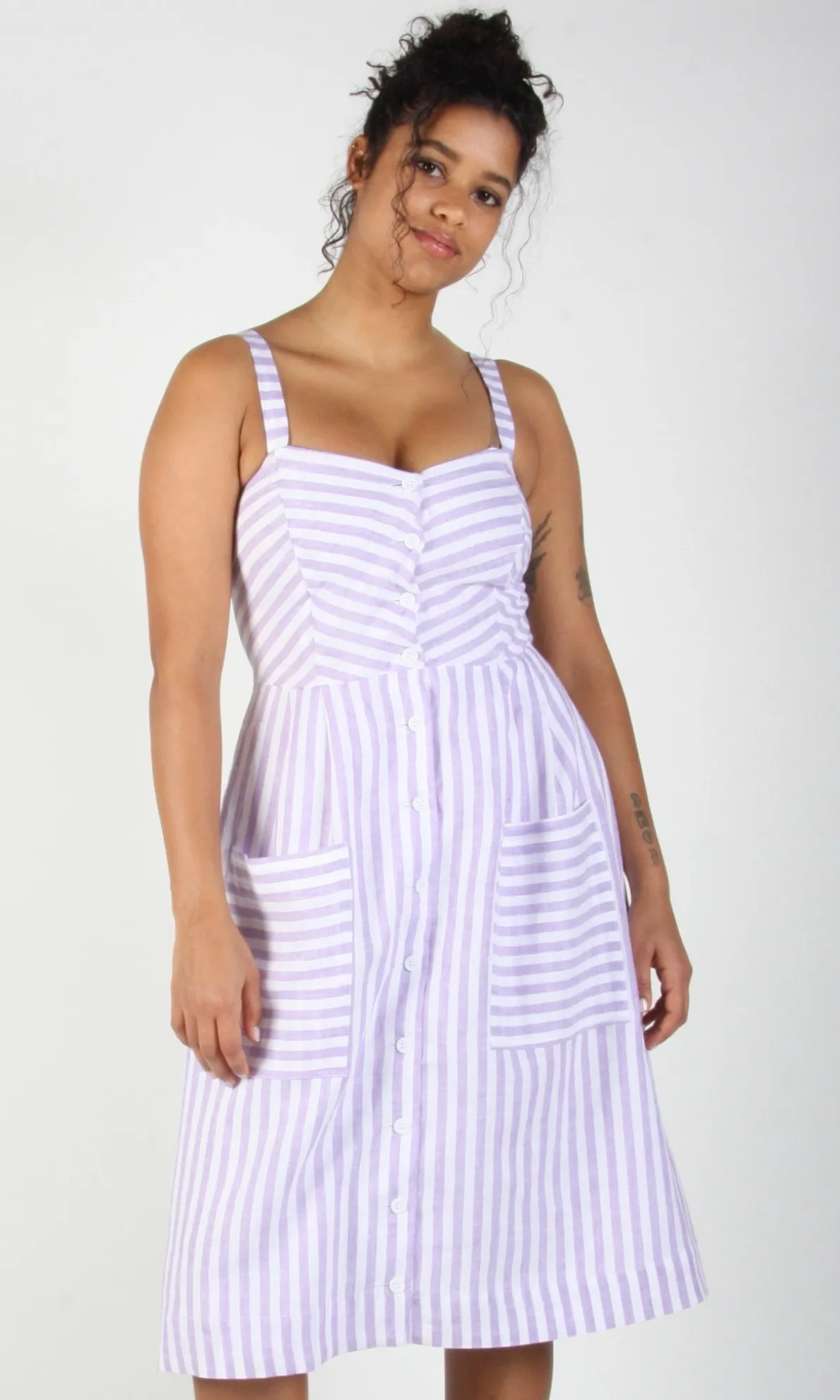 Vesper Sparrow Dress - Lavender Stripe