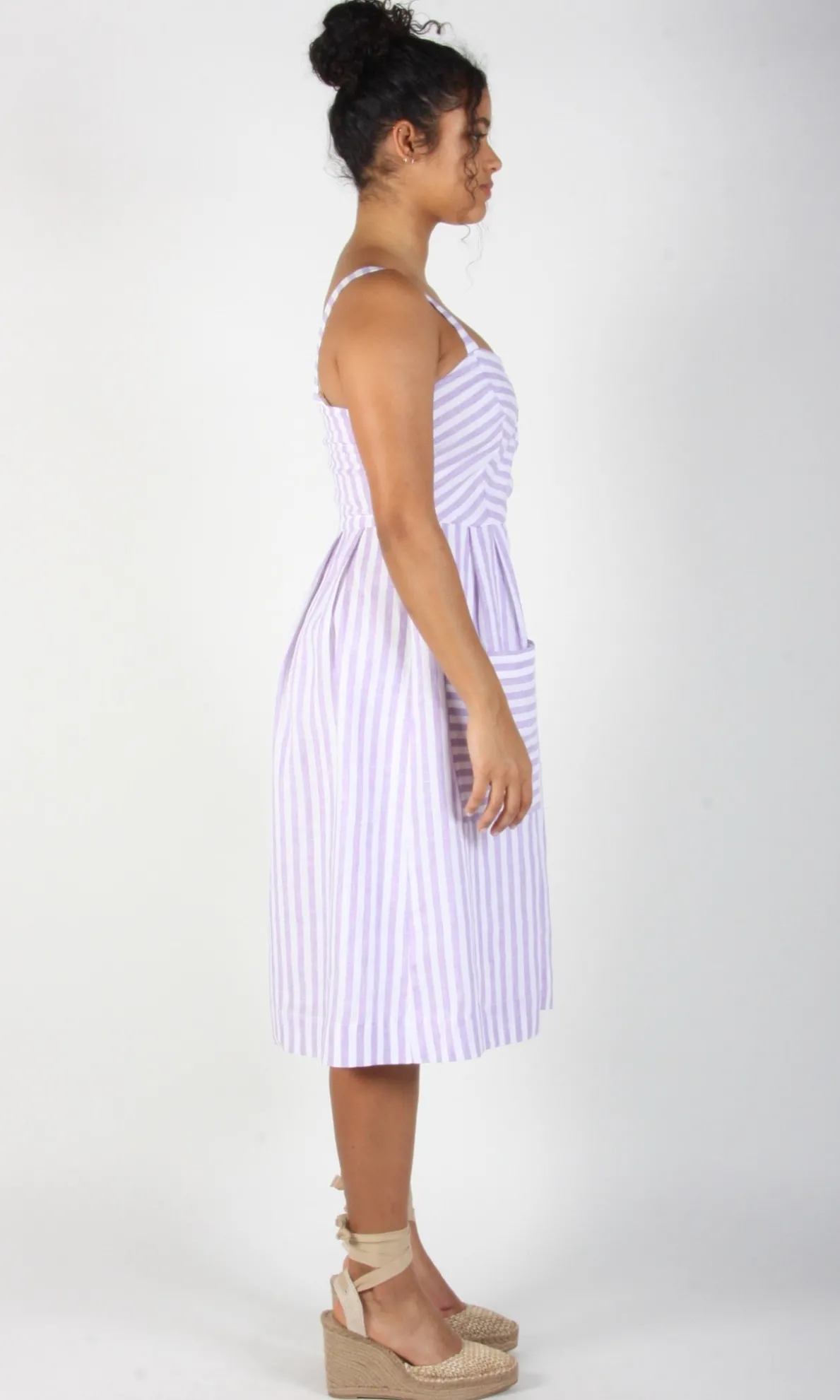 Vesper Sparrow Dress - Lavender Stripe