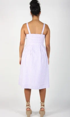Vesper Sparrow Dress - Lavender Stripe