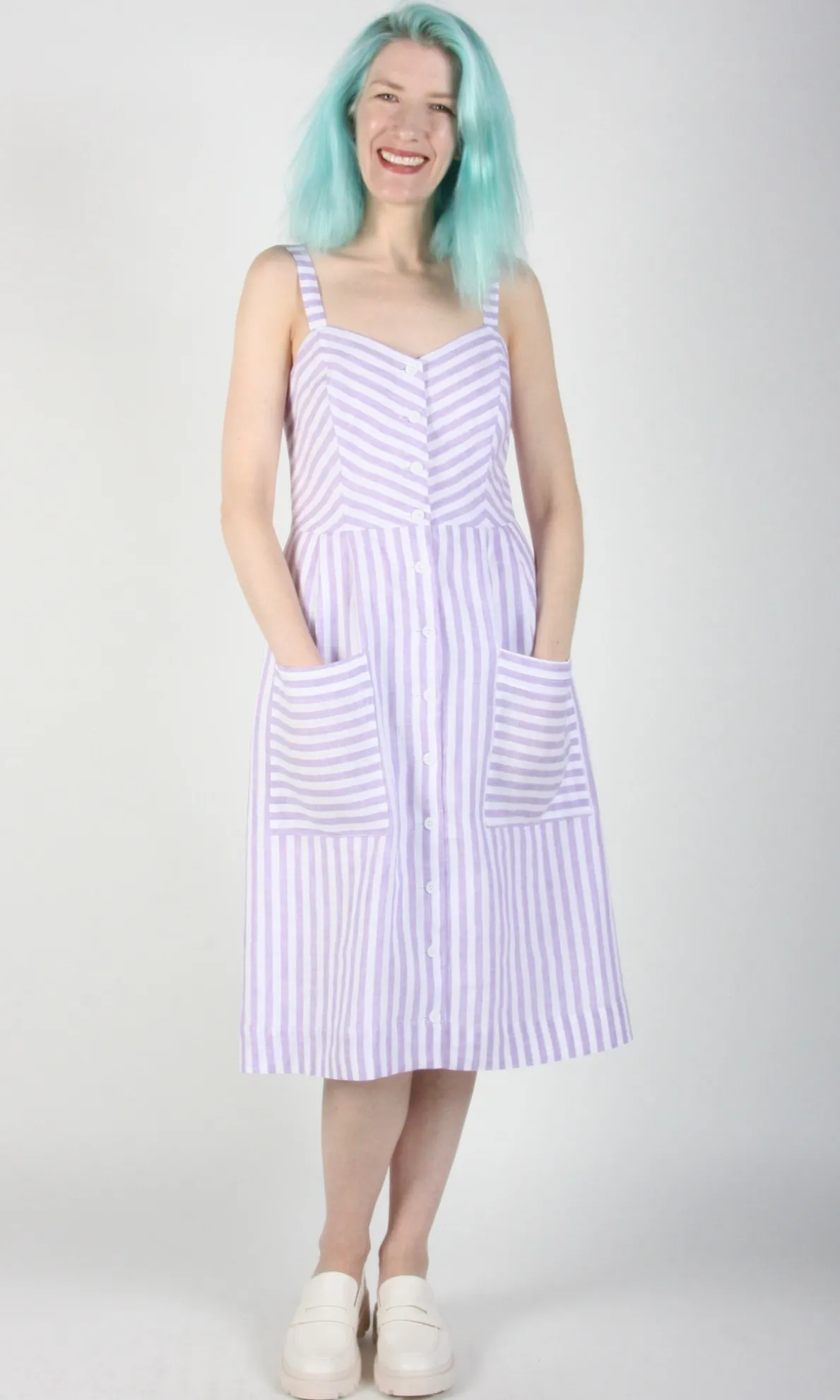 Vesper Sparrow Dress - Lavender Stripe