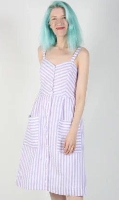 Vesper Sparrow Dress - Lavender Stripe