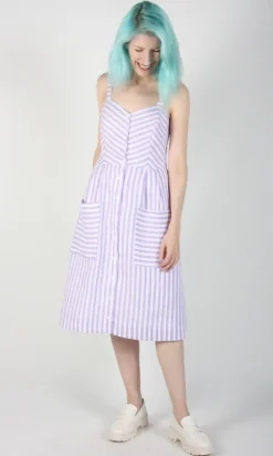 Vesper Sparrow Dress - Lavender Stripe