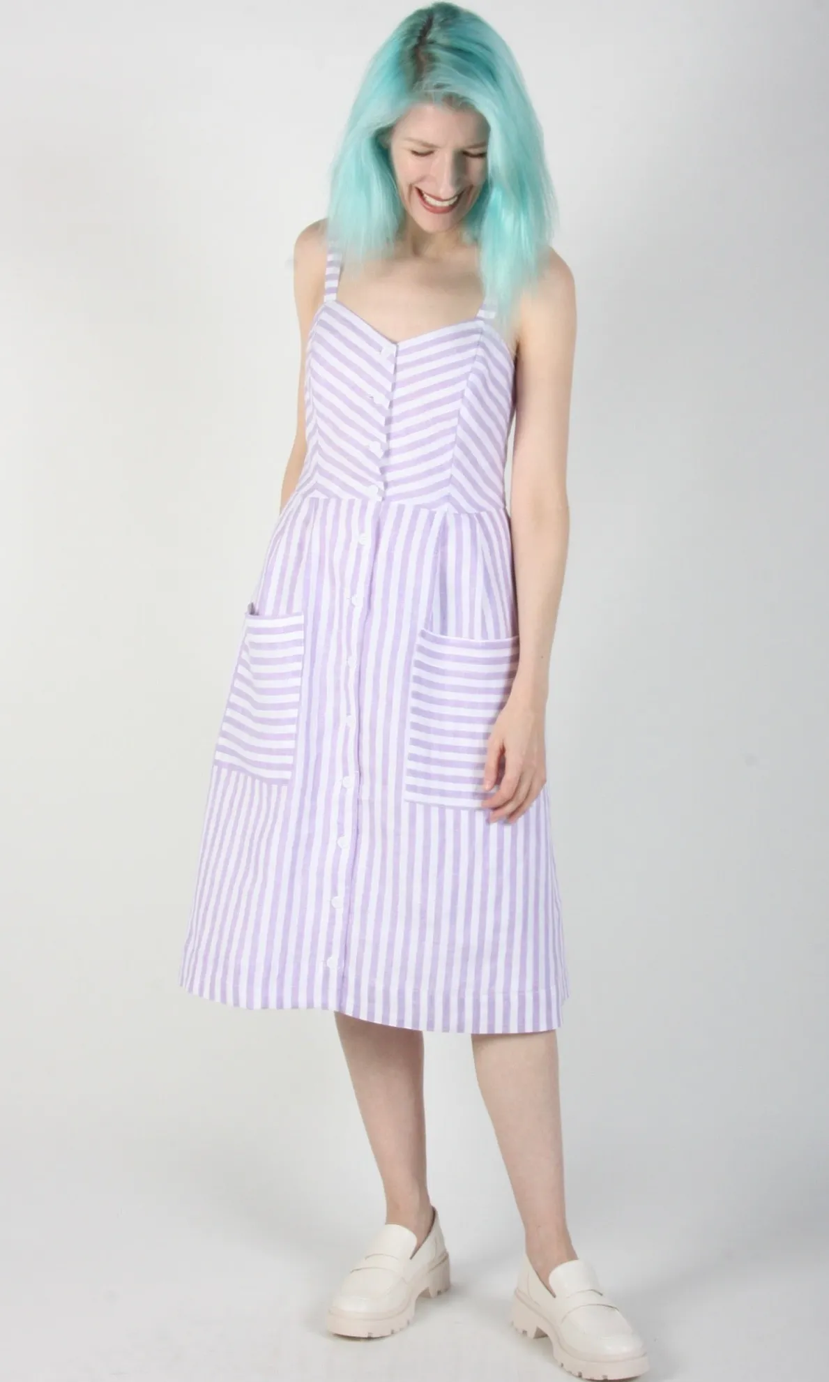 Vesper Sparrow Dress - Lavender Stripe