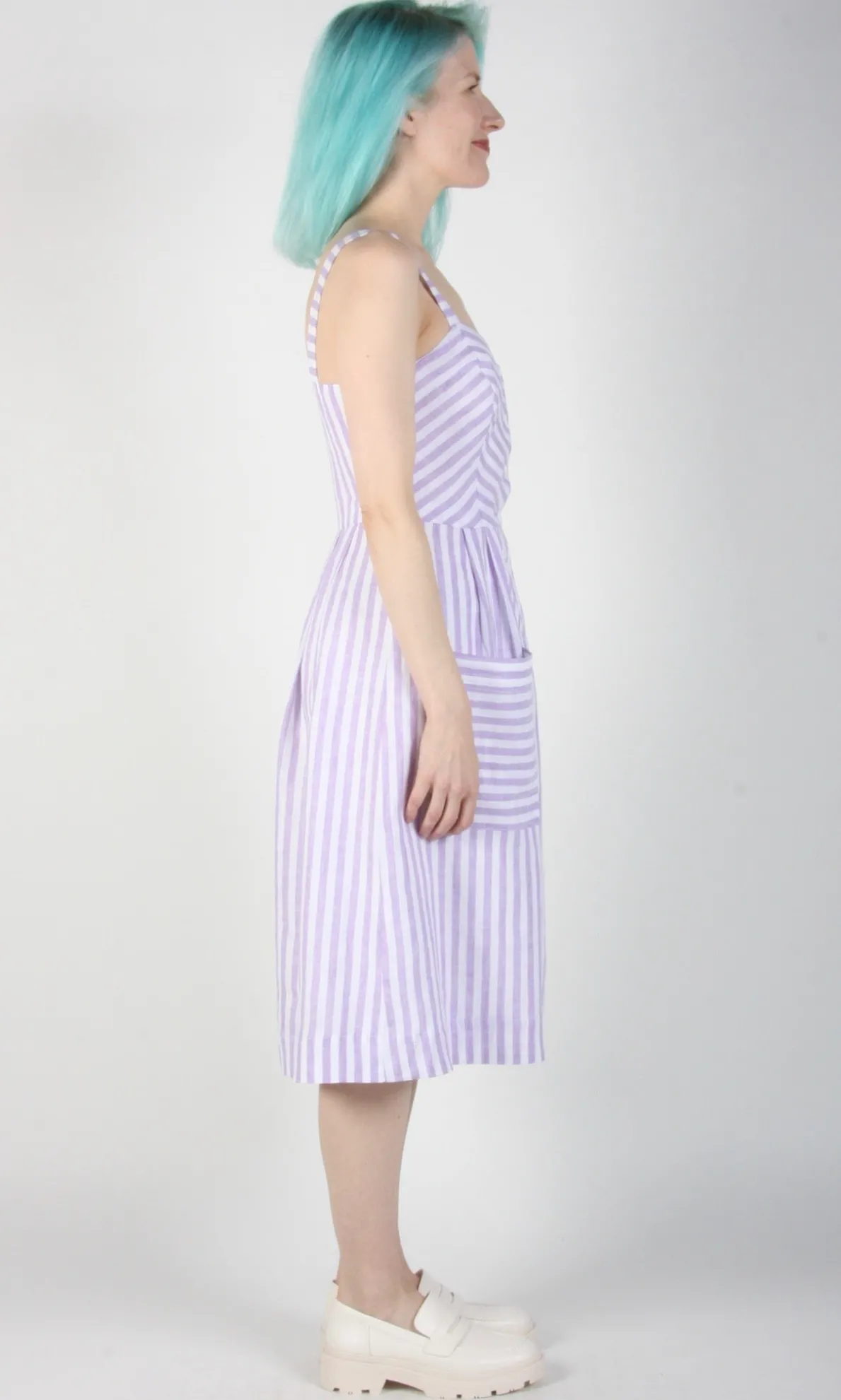 Vesper Sparrow Dress - Lavender Stripe