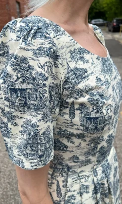 Winter Chippy Dress - Navy Village Toile